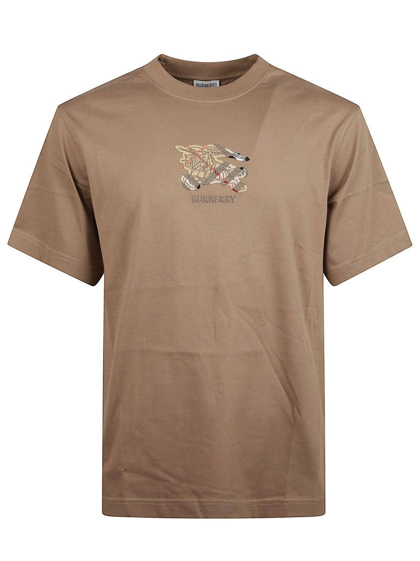 Burberry Brown Cotton T-Shirt With Graphic Design