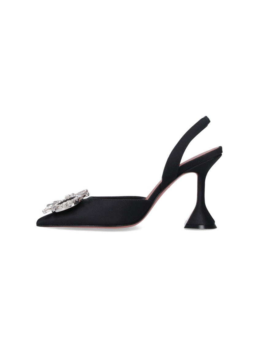 Amina Muaddi Rosie Crystal Bow Silk Pumps