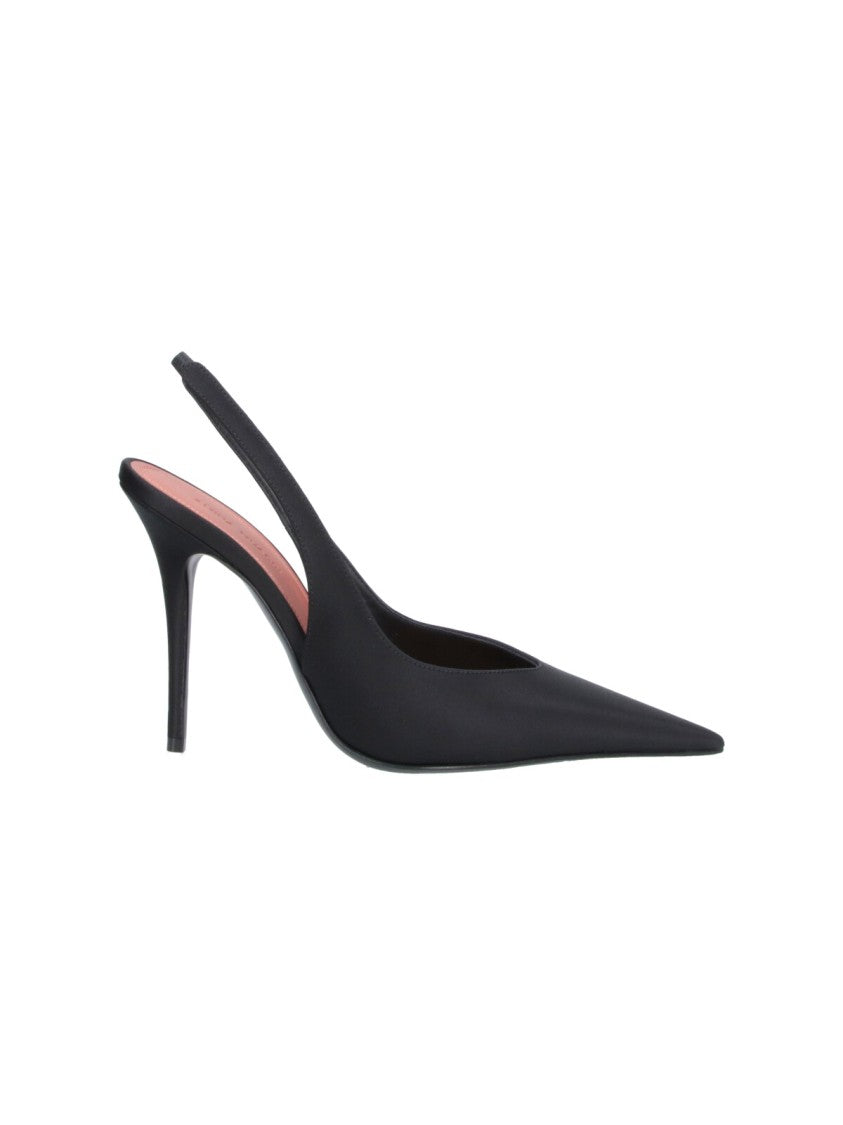 Amina Muaddi Black Anok 105 Silk Pointed Stiletto Pumps