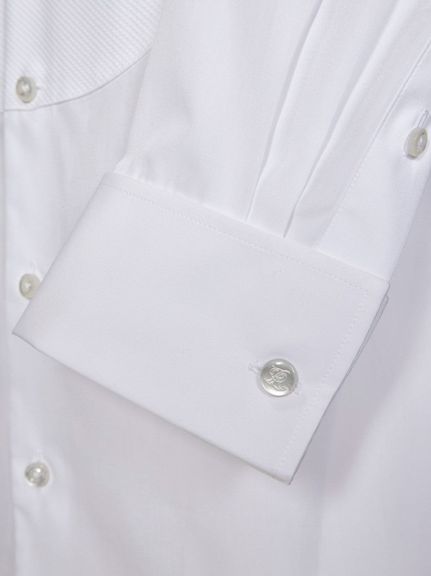 Polo Ralph Lauren White Tuxedo Shirt With Tone-On-Tone Piquet Plastron