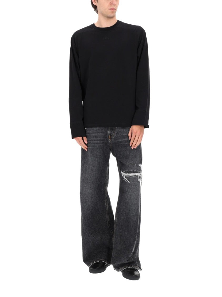 Diesel D-Rise Wide-Leg Faded Black Jeans
