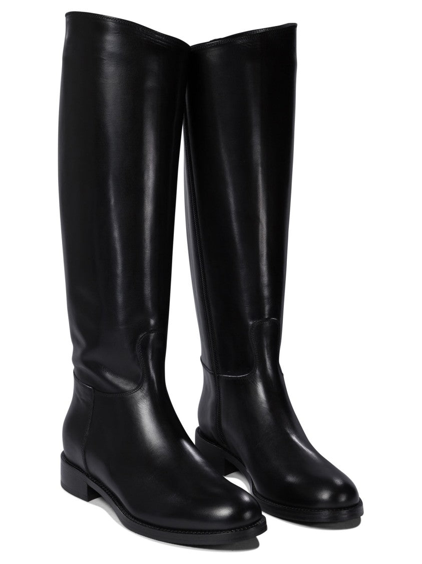 Maretto Black Leather Ankle Boots