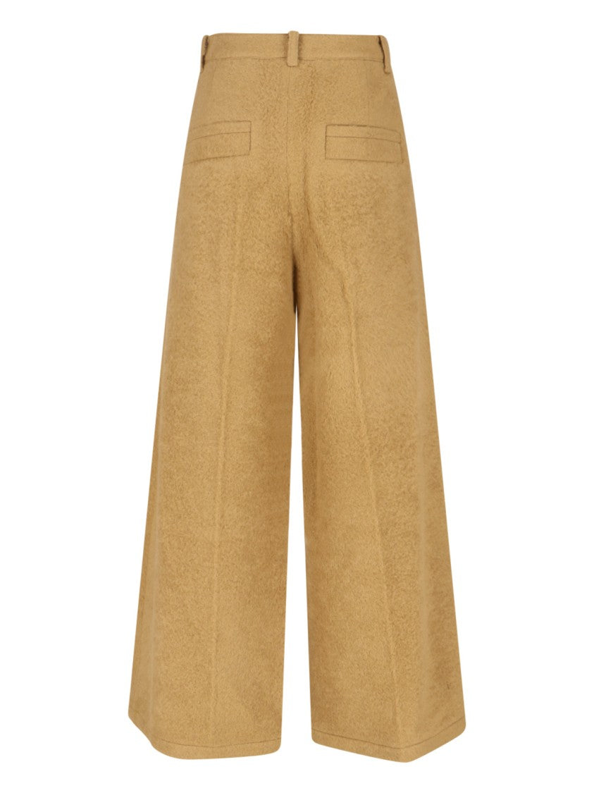 Low Classic Wool-Alpaca Pants – Beige