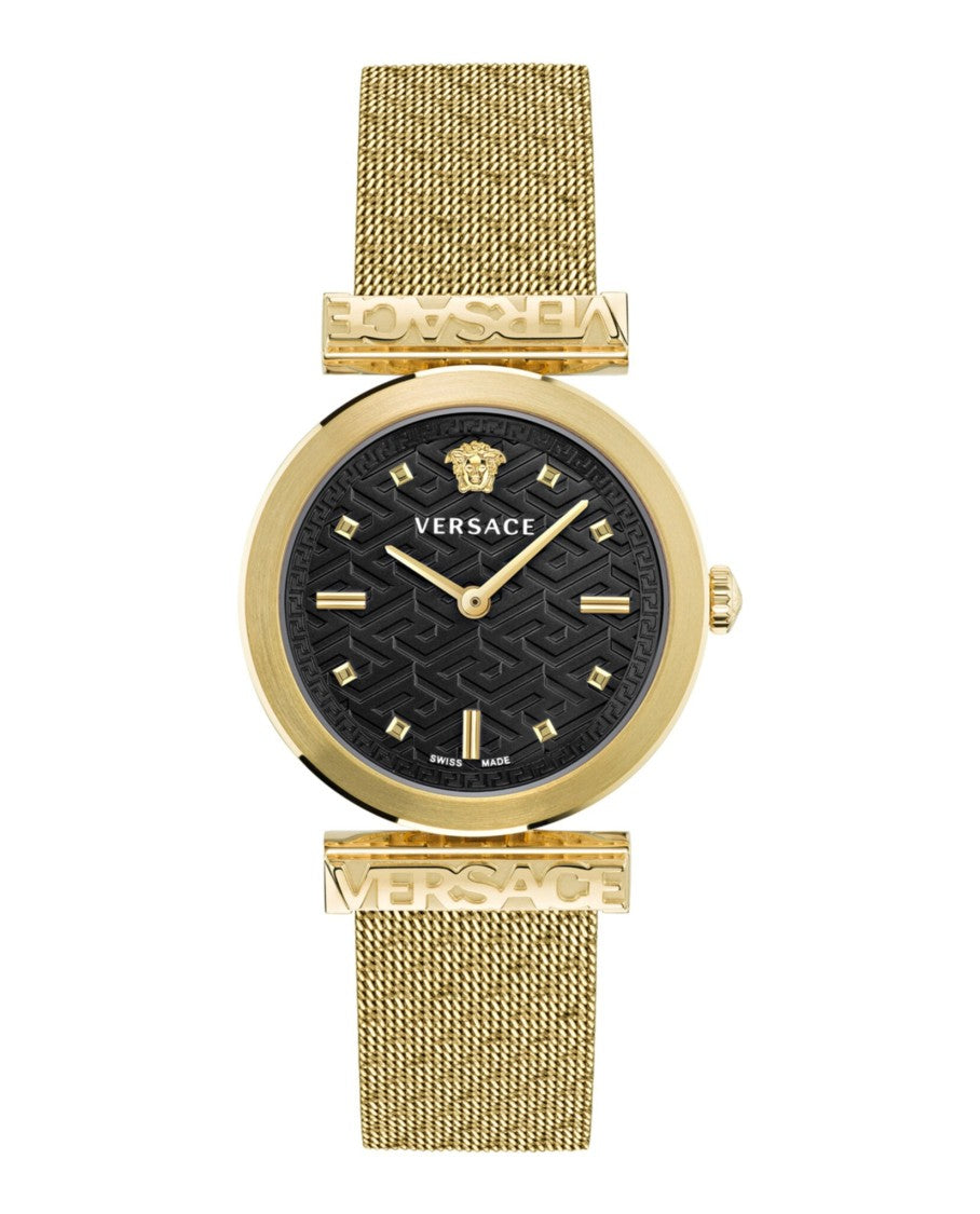 Versace Regalia Bracelet Watch With Black Guilloche Dial