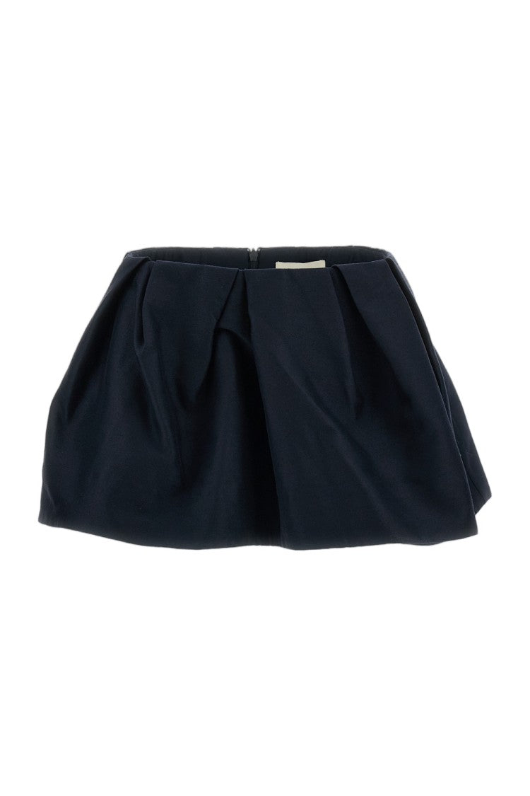 Shushu/Tong Blue Pleated Flared Wool-Blend Mini Skirt