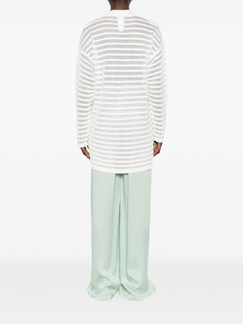 Fabiana Filippi Sheer Striped Knit Long-Sleeved Top