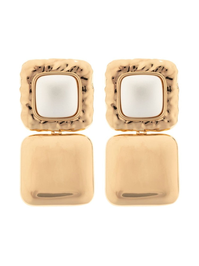 Self-Portrait Bijoux Oro Earrings With Faux Pearl Centerpiece