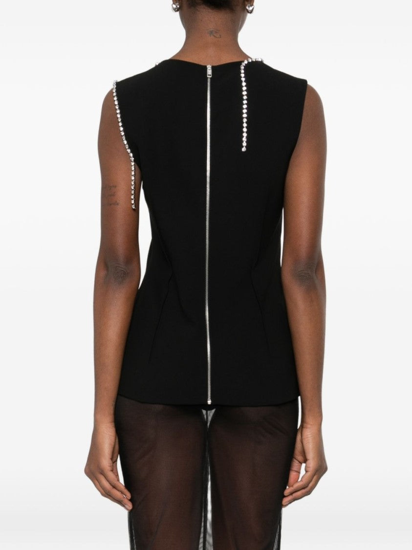 Moschino Black Silk And Nylon Knit Top