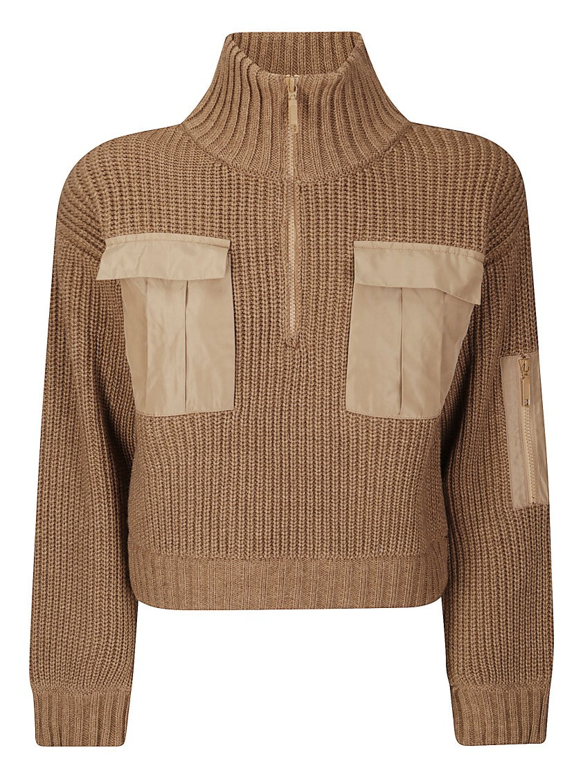 Baum Und Pferdgarten Short Military-Inspired Sweater With High Collar And Zip Closure