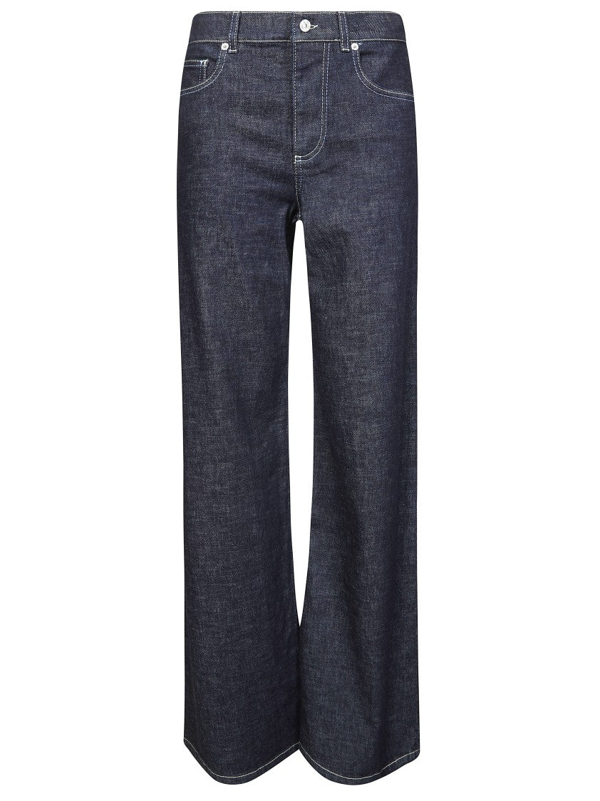 Marni Indigo Wide Leg Golden Embroidered Jeans