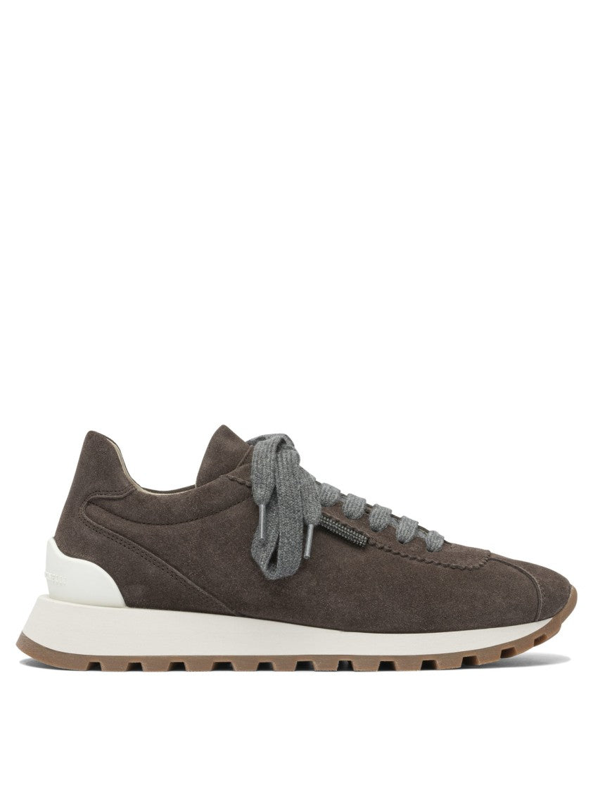 Brunello Cucinelli Suede Sneakers With Shiny Tab