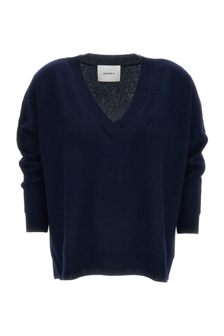 Lisa Yang Blue Kenny V-Neck Cashmere Sweater