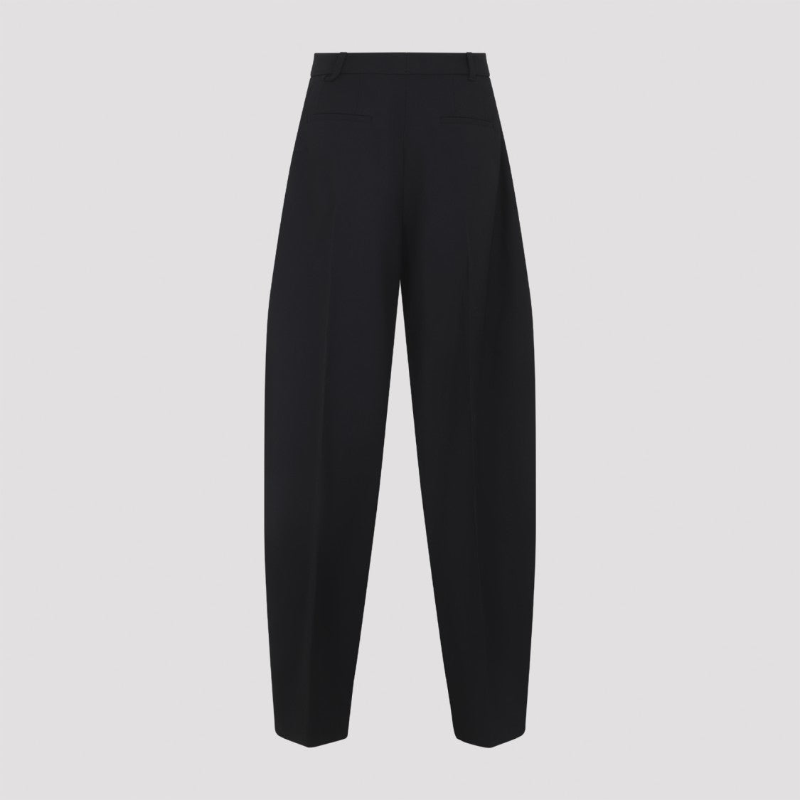 Jacquemus High-Waisted Black Virgin Wool Pants With Curved Leg Silhouette