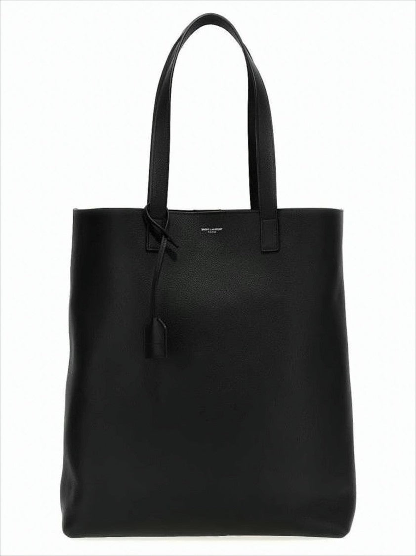 Saint Laurent Structured Black Calf Leather Tote Bag