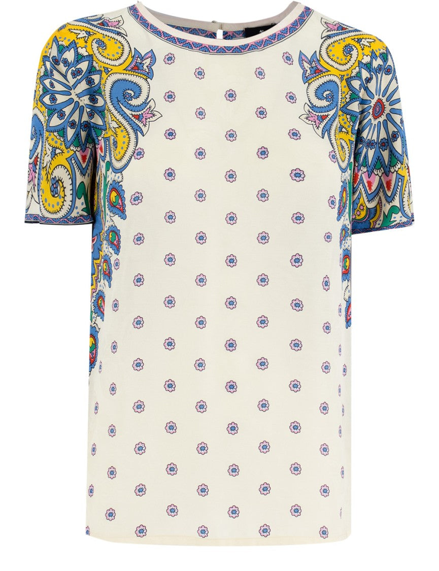Etro Multi-Coloured Floral Print Top With Back Button Fastening