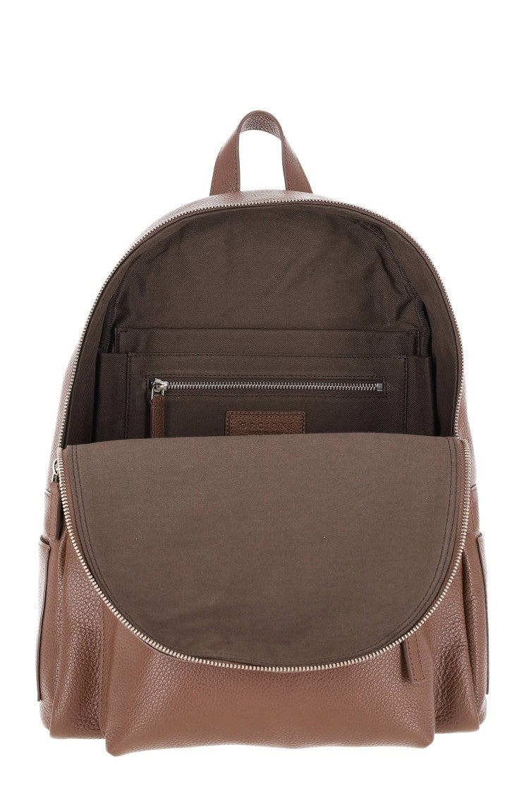 Orciani Pebbled Leather Handcrafted Urban Backpack