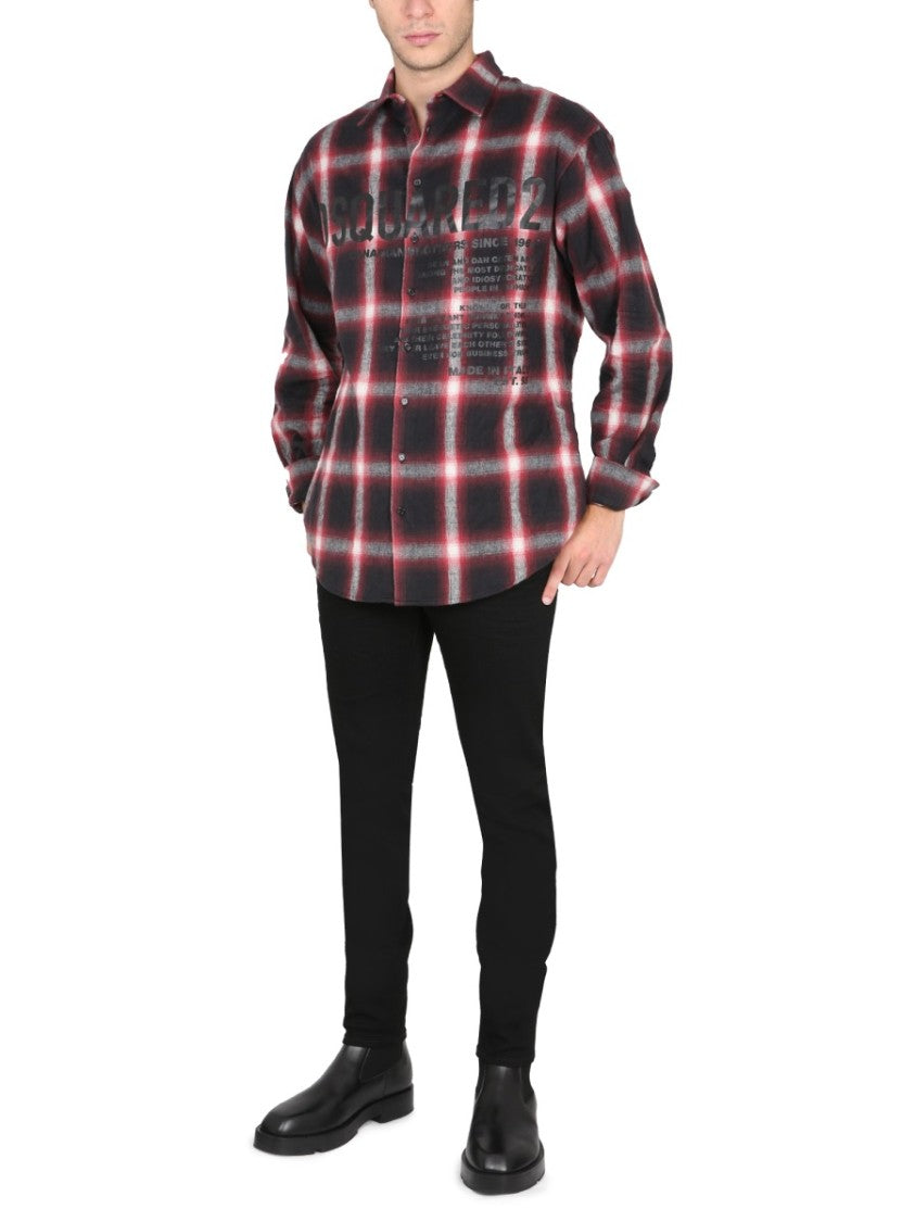 Dsquared2 Checkered Logo Print Shirt