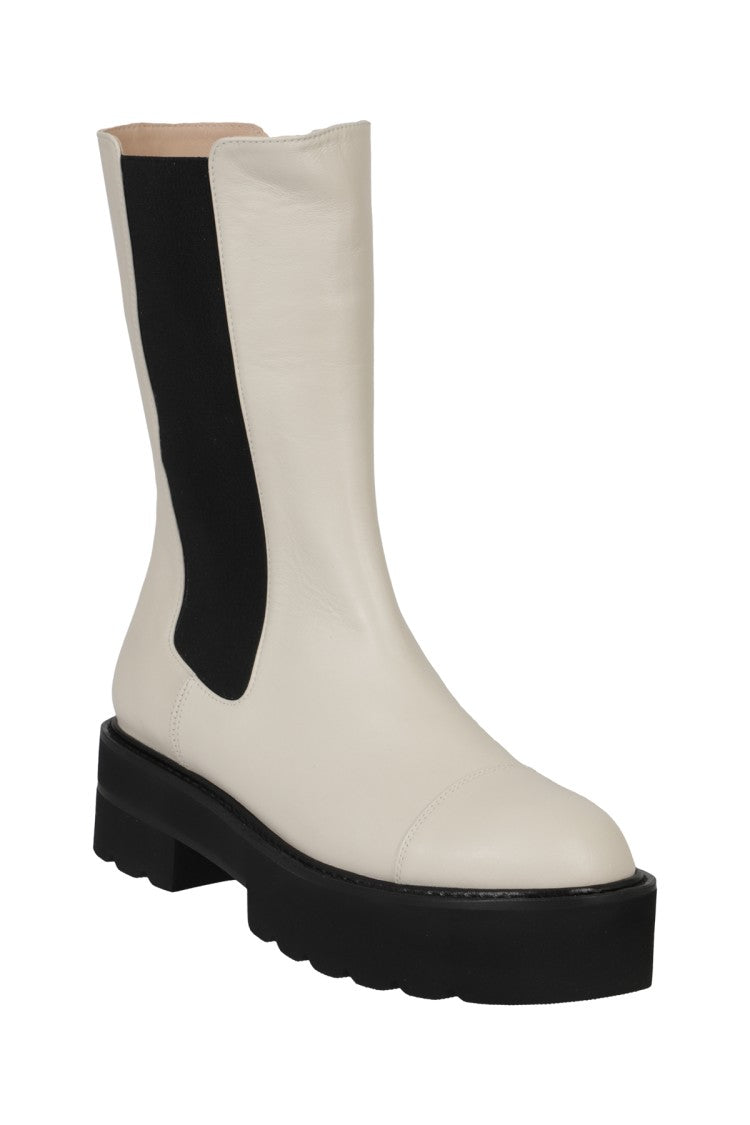 Stuart Weitzman Mid-Height Leather Boots With Rounded Toe