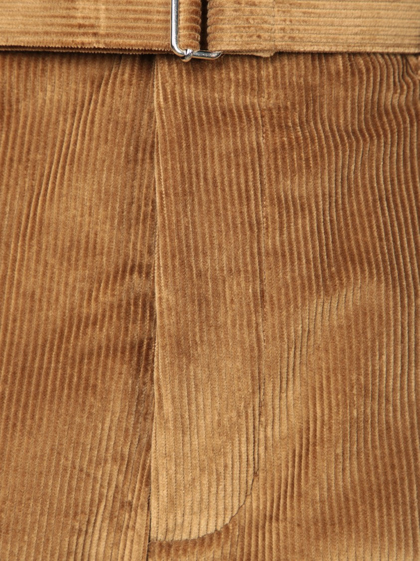 Officine Generale Tailored Brown Trousers With Ribbed Texture