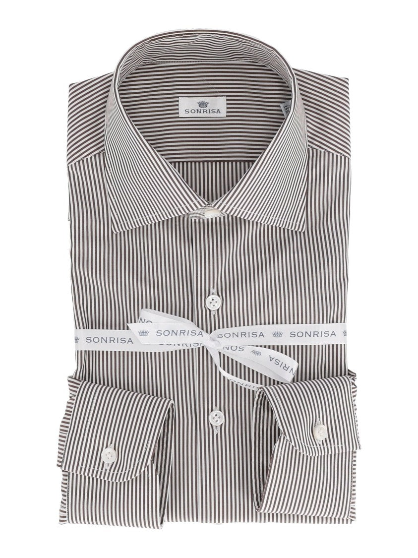 Sonrisa Monochrome Vertical Stripe Men's Dress Shirt