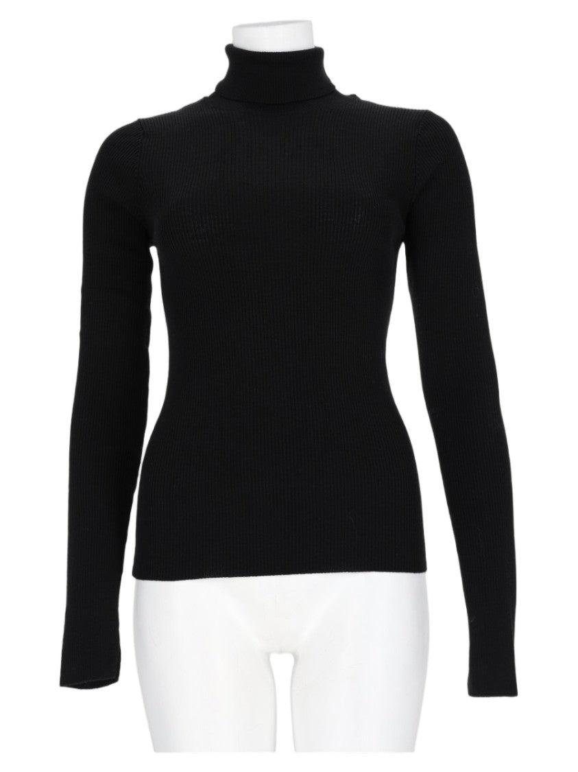 Our Legacy Fitted Black Merino Wool Sweater With High Turtleneck