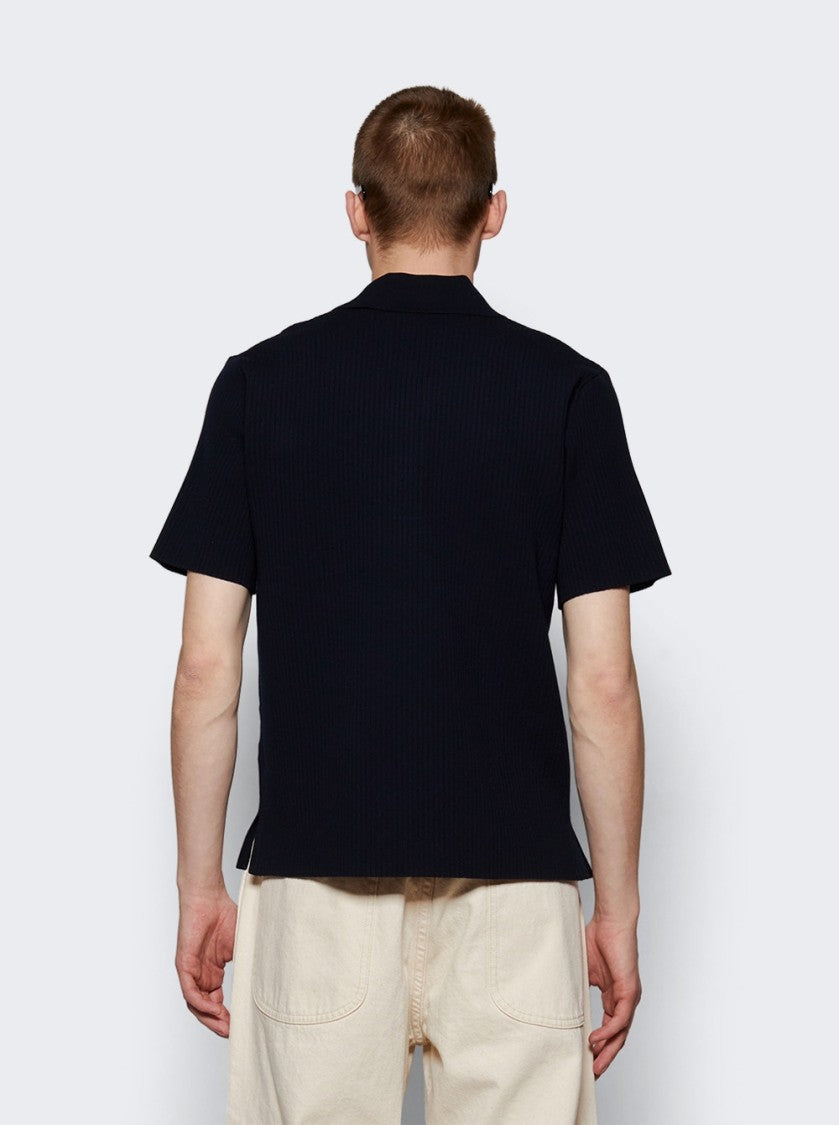 Courrèges Rib Knit Polo Blue