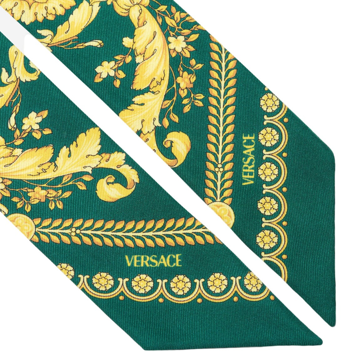 Versace Silk Baroque Scarf Green