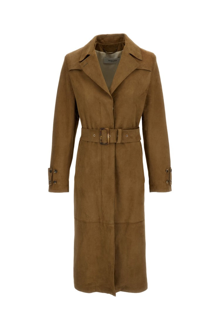 Golden Goose Brown Long Suede Trench Coat