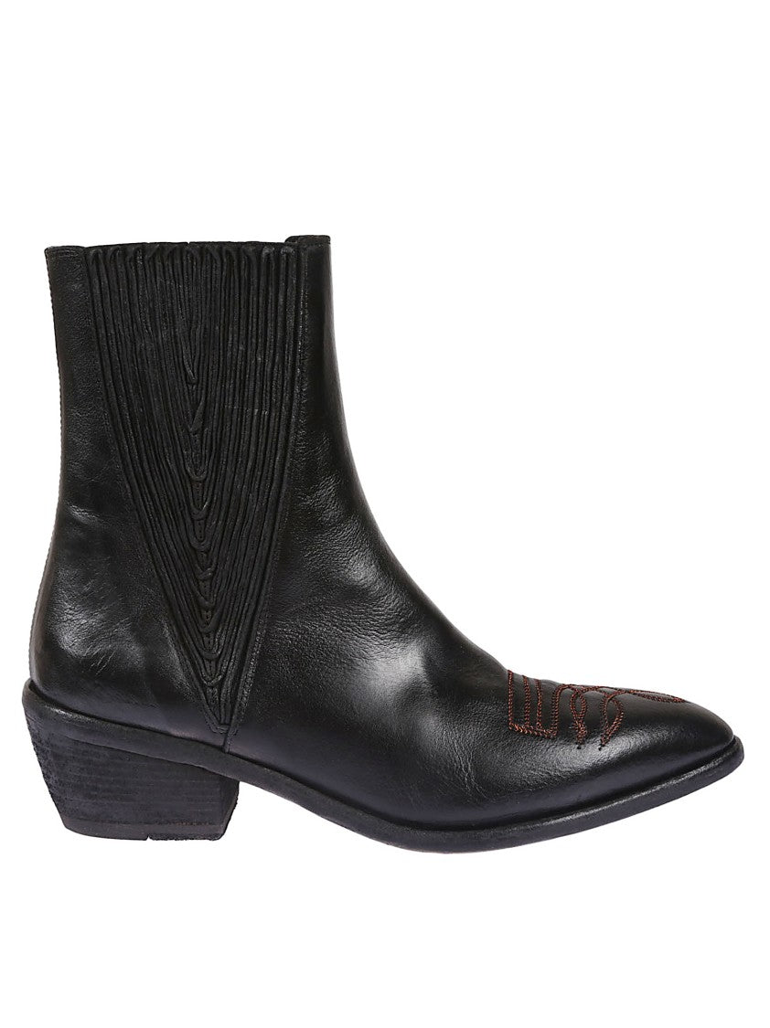 Fauzian Jeunesse Ankle Boots With Intricate Pleating And Pointed Toe