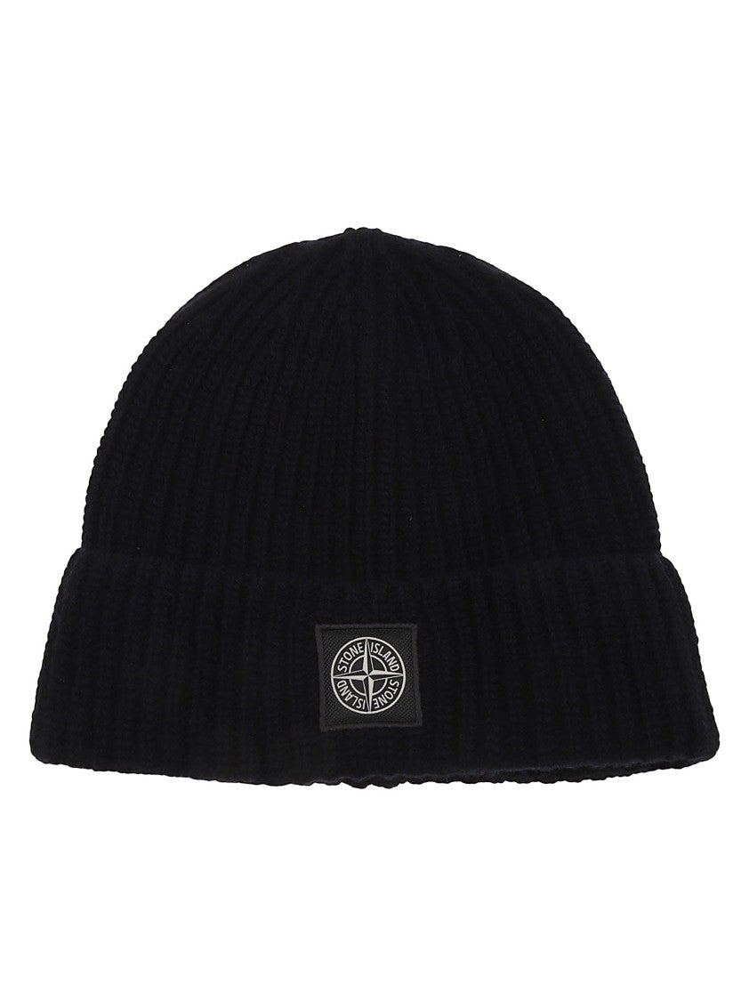 Stone Island Rws Virgin Wool Ribbed Folded Cuff Beanie