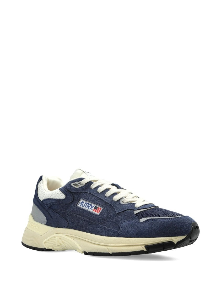 Autry Navy Hyperway Low Layered Suede Sneakers