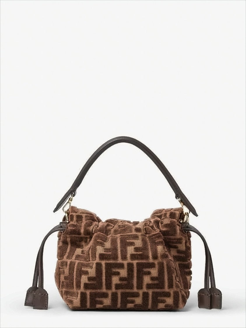 Fendi Textured Brown Shoulder Bag