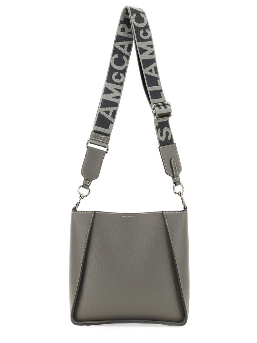 Stella Mccartney Structured Grey Shoulder Bag With Perforated Logo