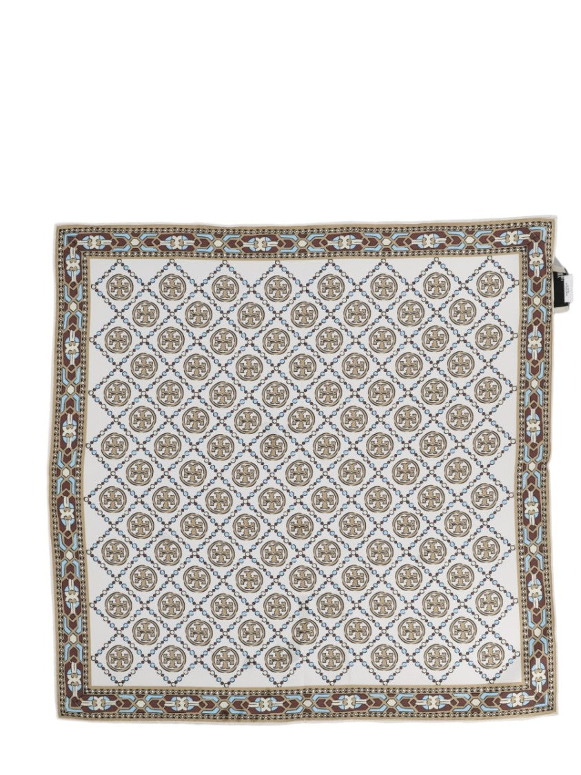 Tory Burch Deco T Monogram Pattern Silk Scarf