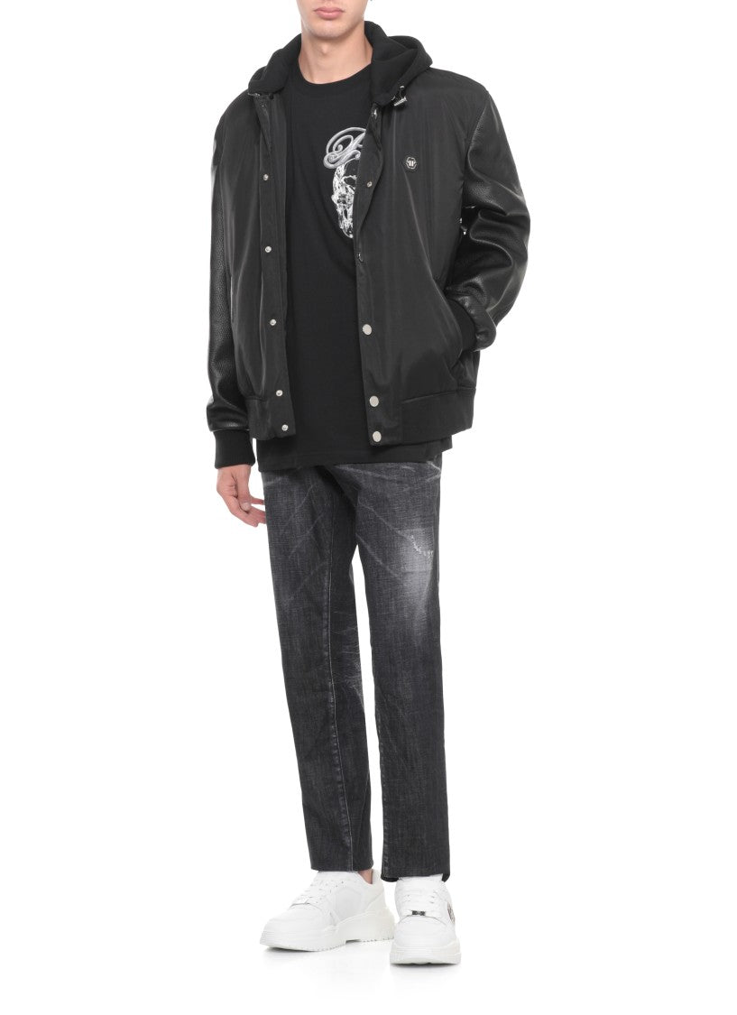 Philipp Plein Black Cotton T-Shirt With Logo Graphic