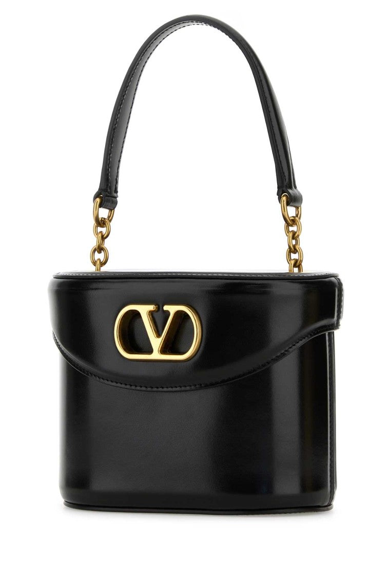 Valentino Garavani Black Leather Vlogo Signature Bucket Bag