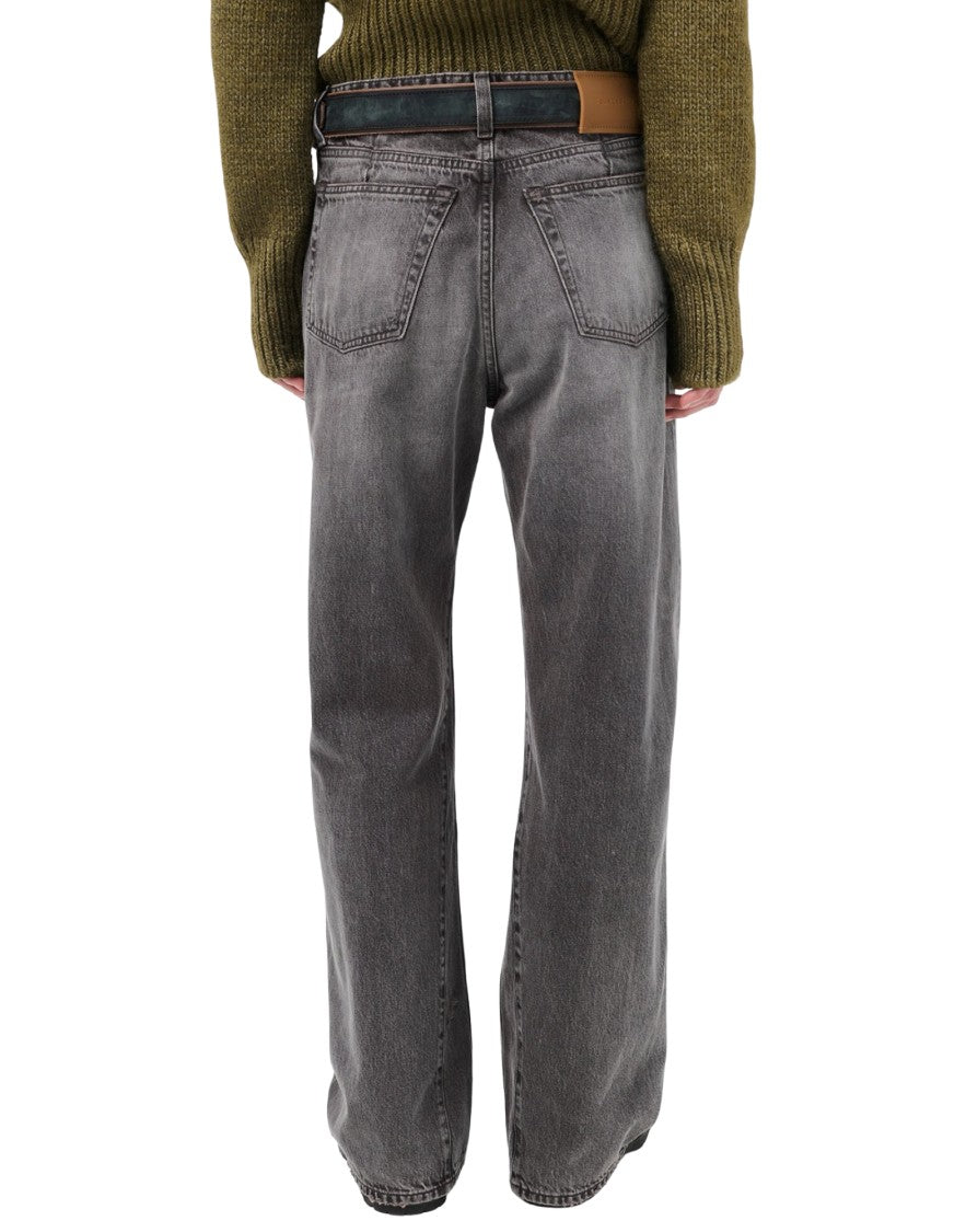 Our Legacy Distressed Wide-Leg Jeans With Faded Black Wash