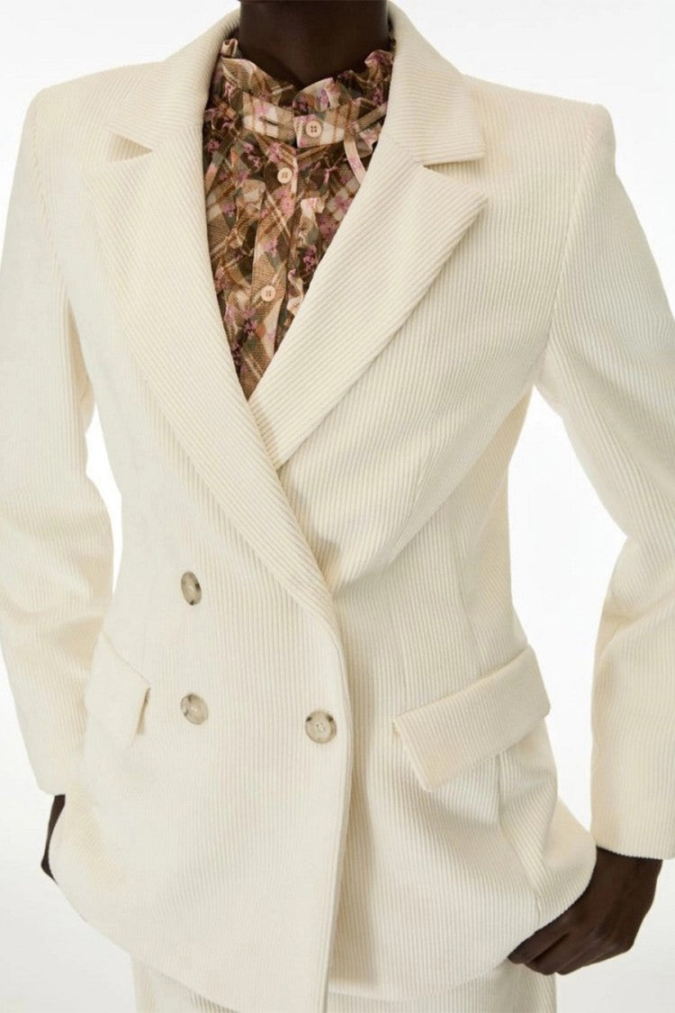 I Blues Ivory Double-Breasted Coat
