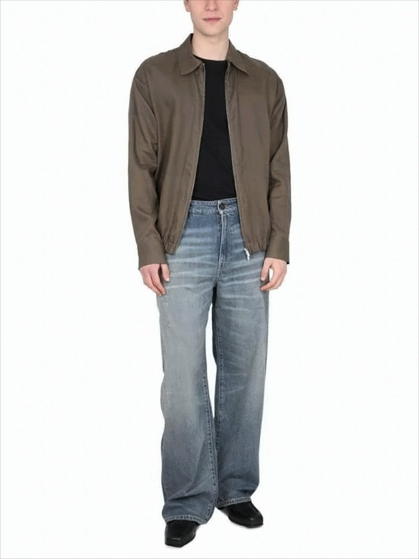 Pt Torino Brown Linen Jacket With Front Zipper