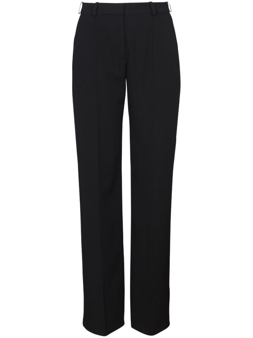 Balmain Black Lambs Wool Straight Leg Trousers