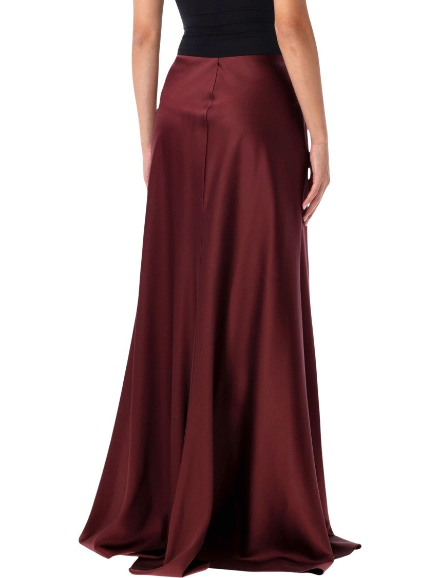 Polo Ralph Lauren Burgundy Masina Luminous Flared Maxi Skirt