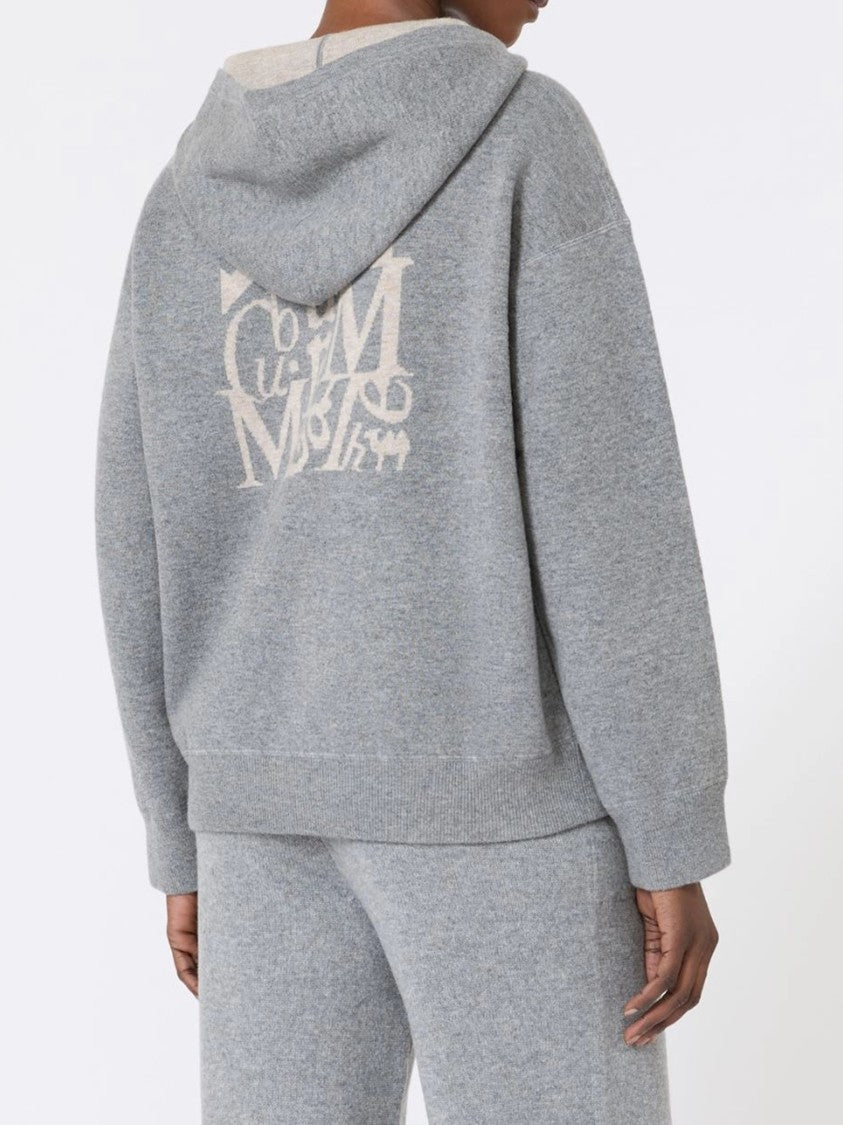 Max Mara Relaxed-Fit Zip-Up Hoodie With Contrasting Lining And Graphic Detail