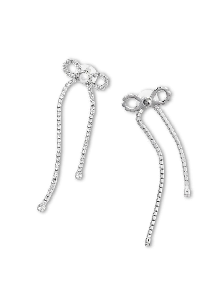 Self-Portrait Delicate Bow Earrings With Crystal Accents