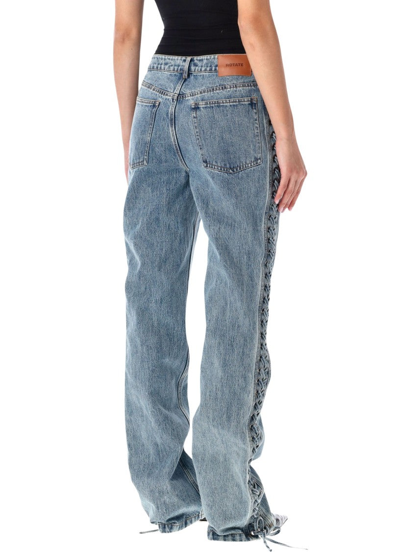 Rotate Laced Straight Leg Denim Straight-Leg Jeans