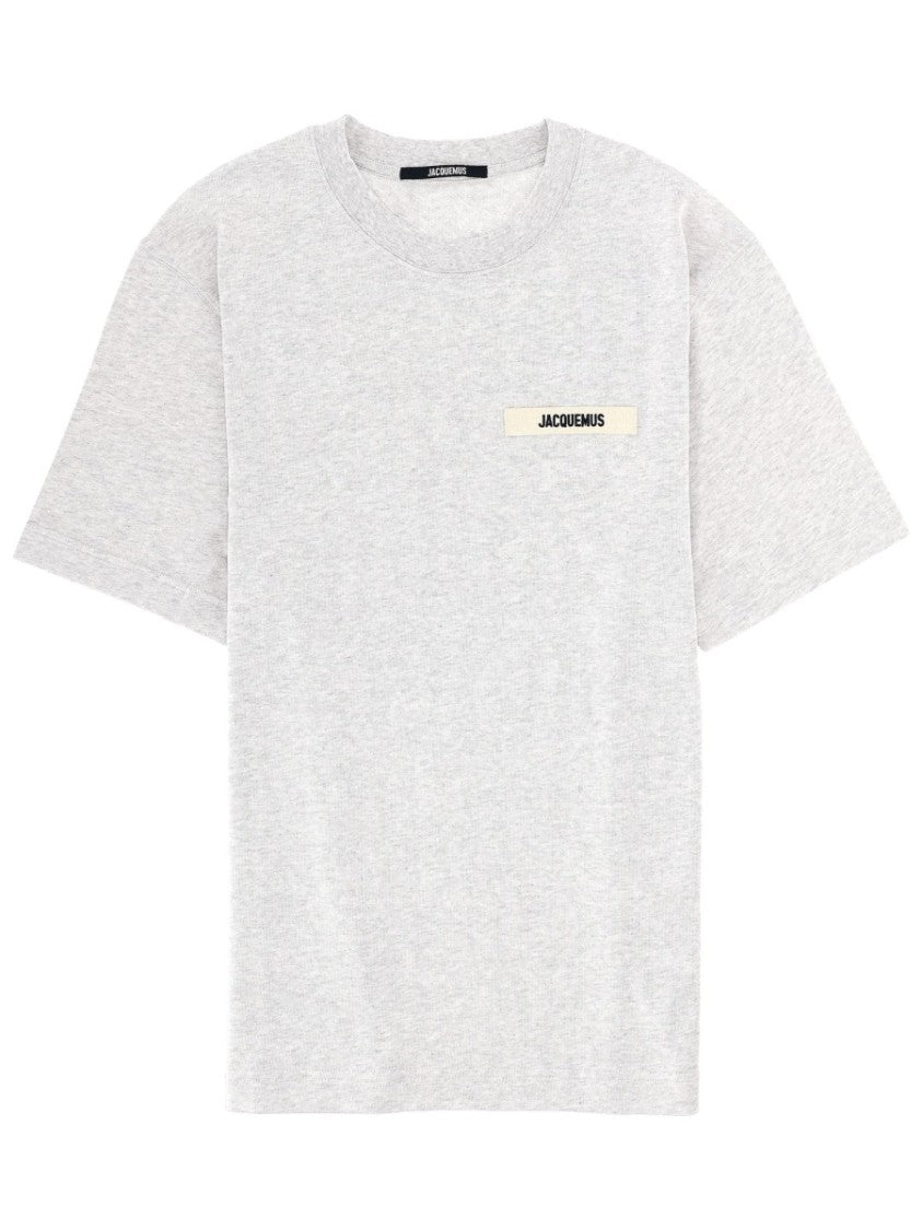 Jacquemus Gros Grain Light Grey Patch Cotton T-Shirt