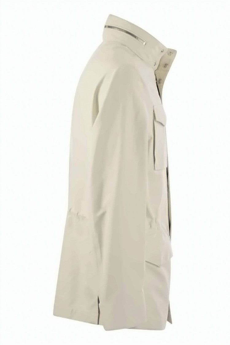Brunello Cucinelli Structured Linen And Silk Blend Jacket With High Collar