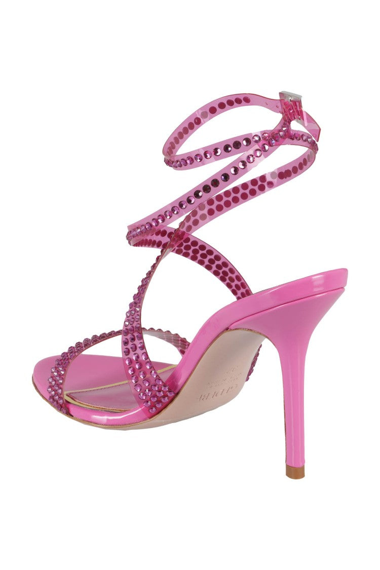 Gedebe High-Heeled Fuchsia Sandals With Intertwined Straps