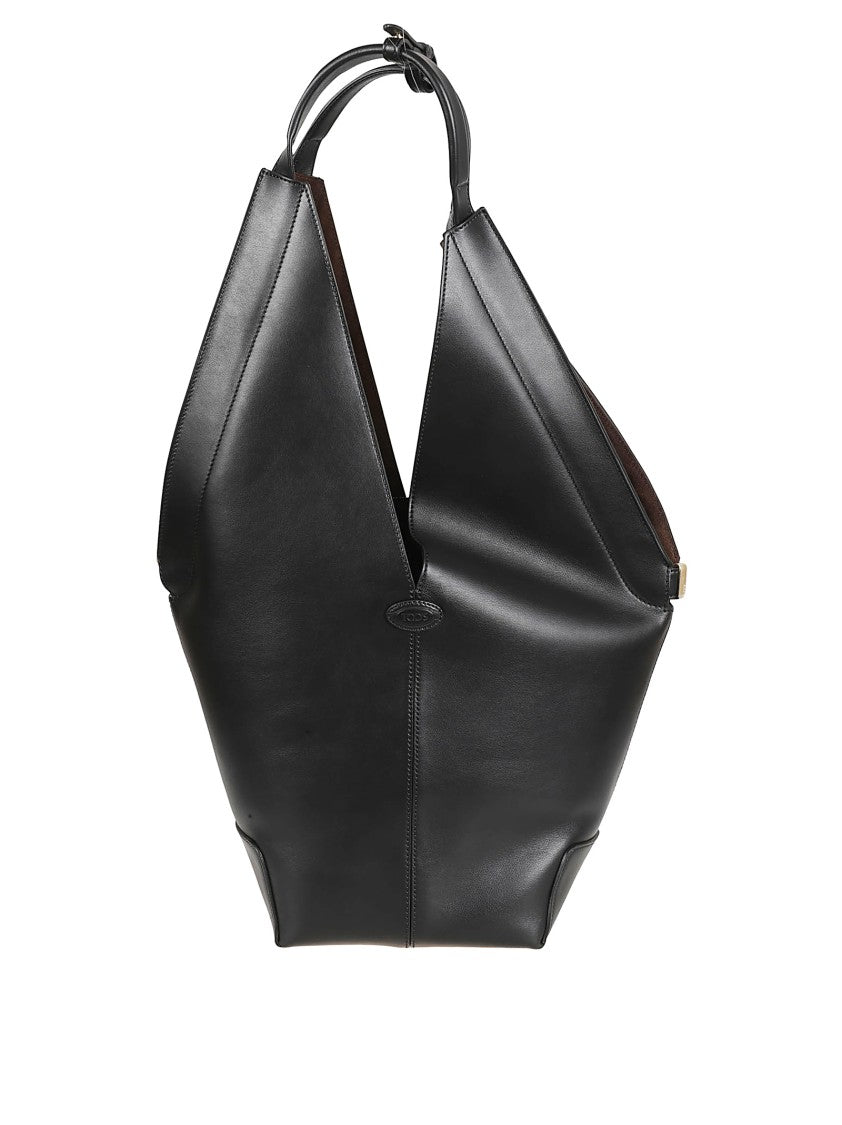 Tod's Sculptural Black Calfskin Bag With Minimalist Design