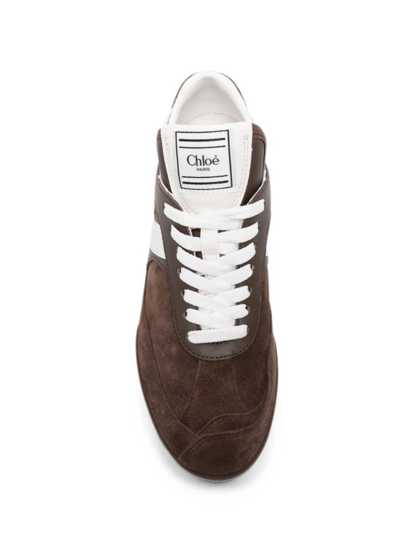 Chloé Brown Suede White Leather Sneakers