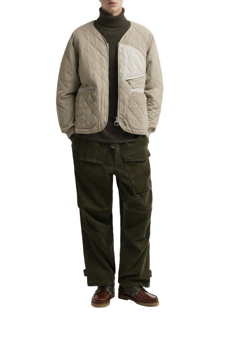 Barbour White Diamond Quilted Ribbed Cuff Jacket